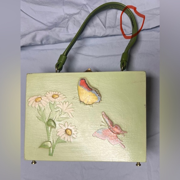 Handbags - 1960’s Wooden Box Purse hand painted